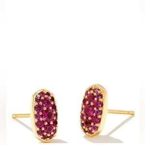 ✨️ KENDRA SCOTT 14K GOLD PLATE RUBY RED CRYSTALS STUD EARRINGS ✨️ BRAND NEW